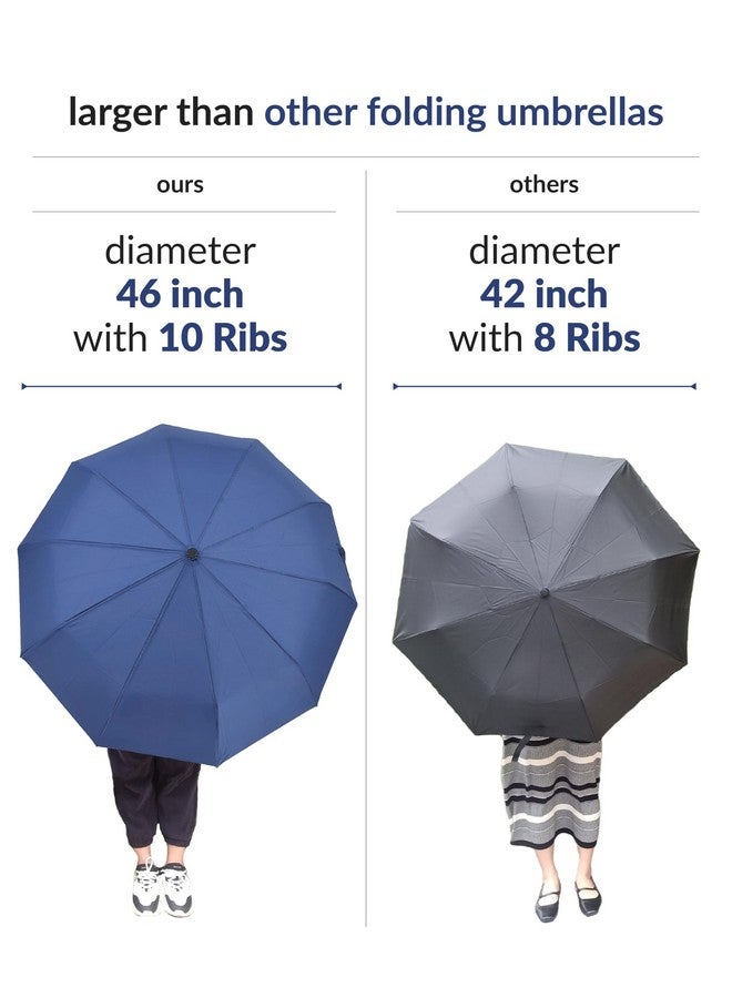Destinio Umbrella for Men - Automatic Large Size Foldable Umbrella with Travel Cover for Man and women - 3 fold Windproof umbrella (23 Inch (Large folding), Navy Blue (Auto open close)) - Image 3