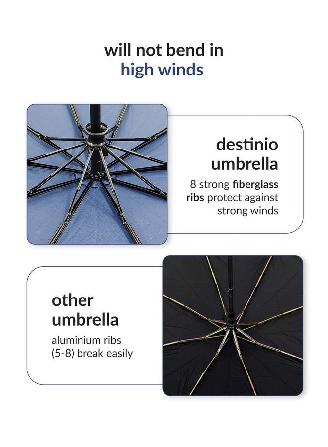 Destinio Umbrella for Men - Automatic Large Size Foldable Umbrella with Travel Cover for Man and women - 3 fold Windproof umbrella (23 Inch (Large folding), Navy Blue (Auto open close)) - Image 5