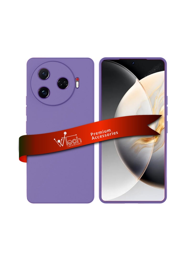 دبليو تيك غطاء حماية من السيليكون السائل الفاخر لهاتف Tecno Camon 30 Pro 5G 2024 باللون الأرجواني الباذنجاني - Image 1