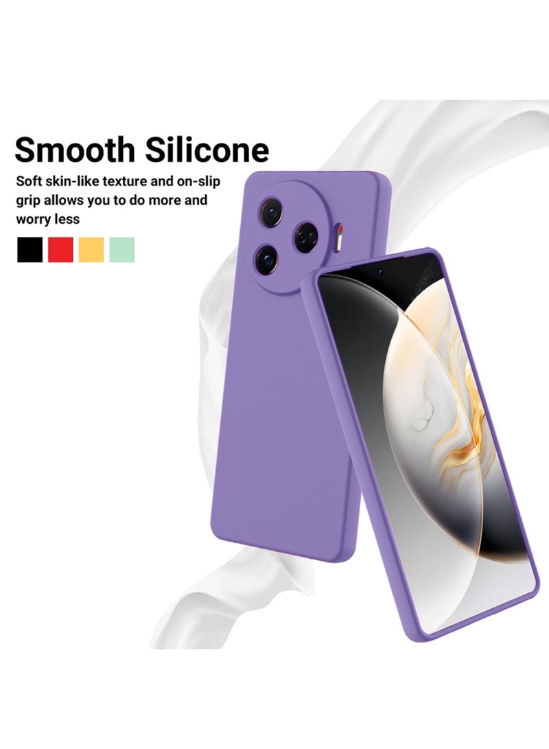 دبليو تيك غطاء حماية من السيليكون السائل الفاخر لهاتف Tecno Camon 30 Pro 5G 2024 باللون الأرجواني الباذنجاني - Image 3