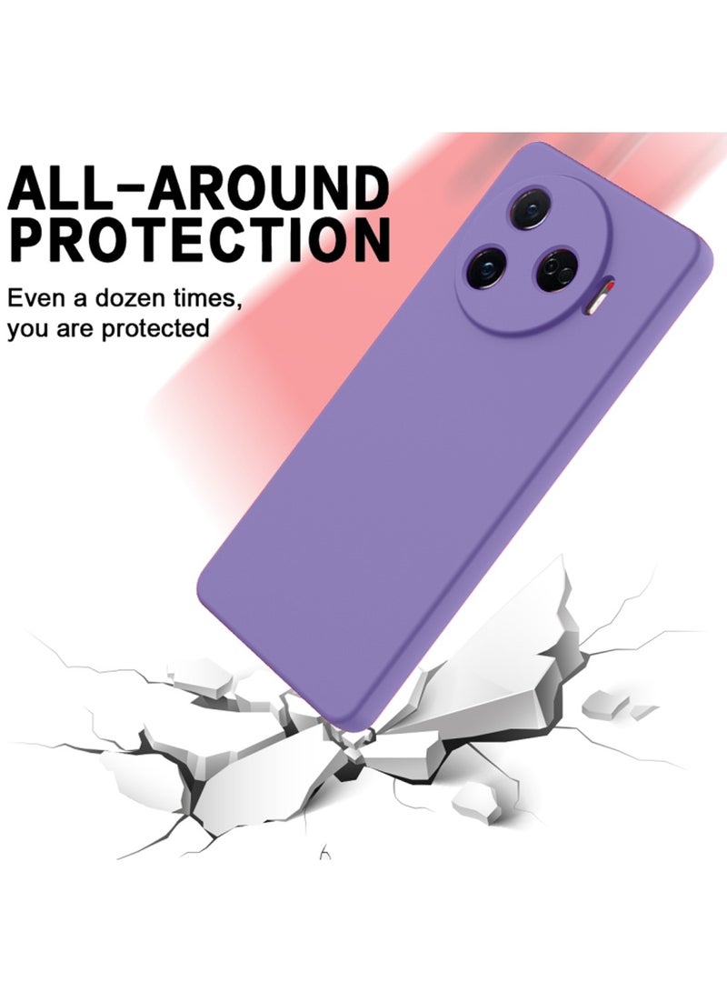 دبليو تيك غطاء حماية من السيليكون السائل الفاخر لهاتف Tecno Camon 30 Pro 5G 2024 باللون الأرجواني الباذنجاني - Image 5