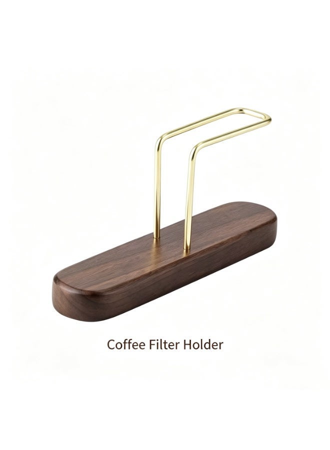 Wooden Hand-Brewed Coffee Filter Holder Moka Pot V-Shaped Fan-Shaped Universal Solid Wood V60 Simple Design Christmas,Premium Cherry Wood And Brass Pour-Over Coffee Filter Holder - Image 3