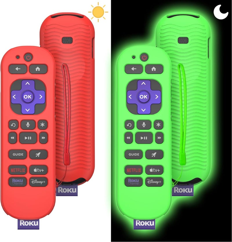 واكانك حافظة جهاز التحكم عن بعد الصوتي Roku Pro، 2 قطعة - مضادة للانزلاق، مقاومة للصدمات، مع حبل سلسلي مضيء في الظلام - Image 1