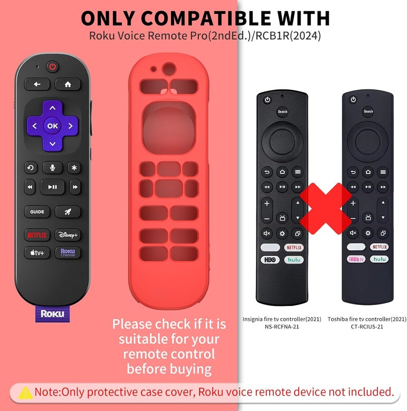 واكانك حافظة جهاز التحكم عن بعد الصوتي Roku Pro، 2 قطعة - مضادة للانزلاق، مقاومة للصدمات، مع حبل سلسلي مضيء في الظلام - Image 2
