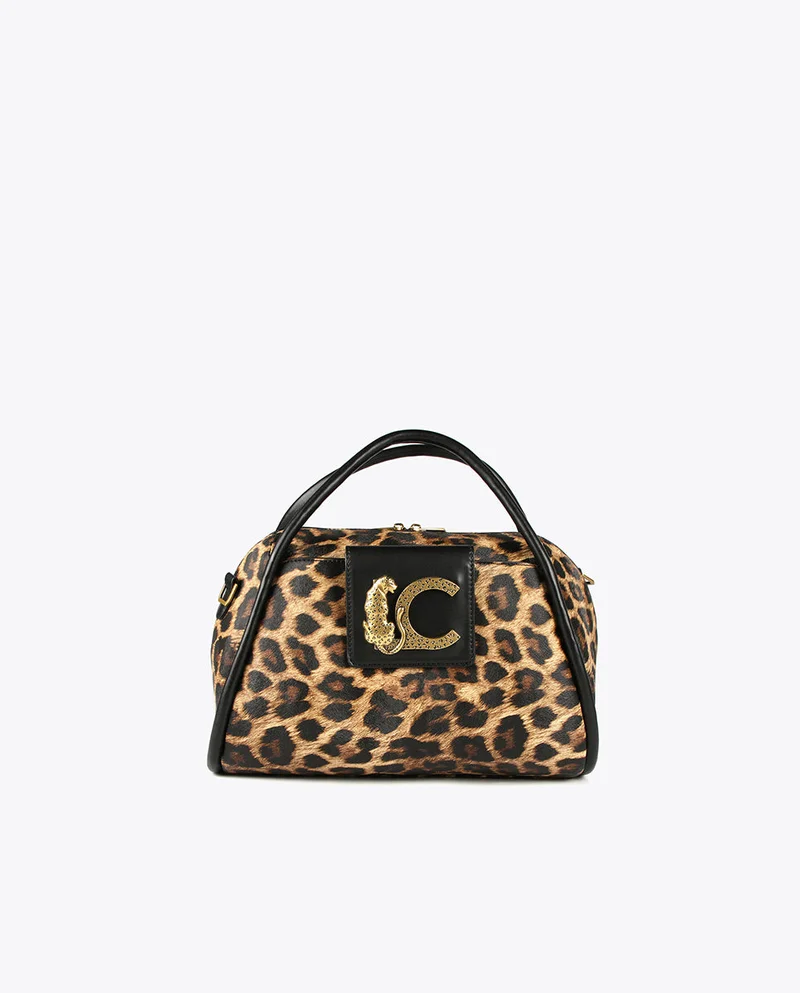 Lola Casademunt Faux leather and animal print bowling bag