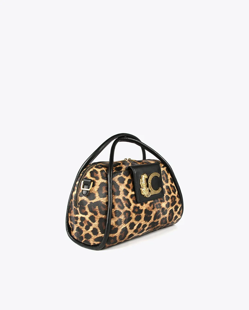 Lola Casademunt Faux leather and animal print bowling bag