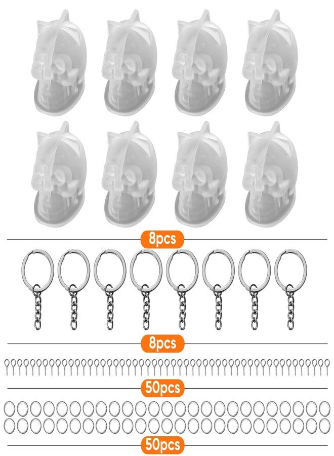Beesini Skull Resin Mold Silicone Molds for Epoxy Resin Casting 8PCS Mini 3D Skull Candle Mold - Image 4