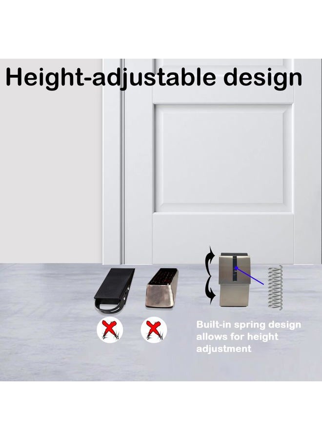Heavy Duty Adjustable Spring Door Stopper - Fits Doors Up to 3 Inches, Stainless Steel with Non-Slip Rubber, Perfect for Heavy Doors - Durable Design (1, Black) - Image 3