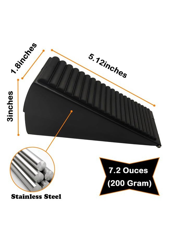 Heavy Duty Adjustable Spring Door Stopper - Fits Doors Up to 3 Inches, Stainless Steel with Non-Slip Rubber, Perfect for Heavy Doors - Durable Design (1, Black) - Image 2
