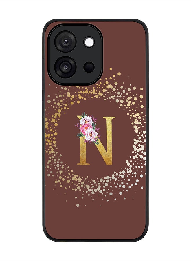 Stylizedd For OnePlus 13s / 13T Case,Slim fit Camera Protection, Shockproof Thin Phone cover  - Custom Monogram Floral - N  (Brown )