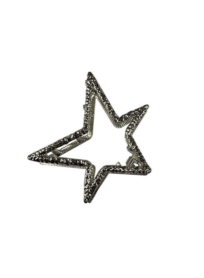 KINFENE Heartshaped Or Stars Metal Hair Clips Claw Jaw With Teeth Comb Strong Grip For Long Hairhair Stylishfrench Twistwedding (Stars Silver) - Image 2