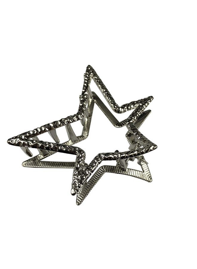 KINFENE Heartshaped Or Stars Metal Hair Clips Claw Jaw With Teeth Comb Strong Grip For Long Hairhair Stylishfrench Twistwedding (Stars Silver) - Image 3