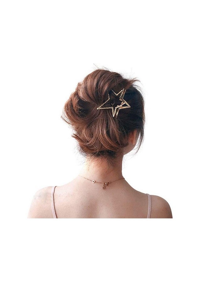 KINFENE Heartshaped Or Stars Metal Hair Clips Claw Jaw With Teeth Comb Strong Grip For Long Hairhair Stylishfrench Twistwedding (Stars Silver) - Image 1