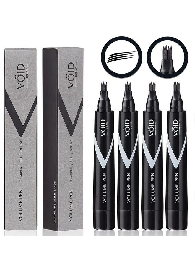 VOID Homme Beard Pen Filler for Men (Pack of 4) Instant Beard Pen & Filler Beard Pencil, Easy Beard Pen Liner, Beard Filler Pen for Beard Filling Pen Kit & Beard Marker, Waterproof Pen (Black) - Image 1