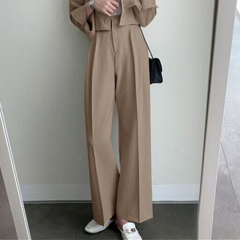 2024 Chic Petite Suit Set for Women khaki Trousers