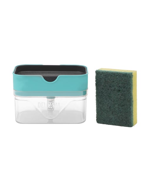 Delcasa 500 ML Soap Dispenser with Sponge Scrubber DC2865 Versatile Refillable Dispenser for Liquid Soap