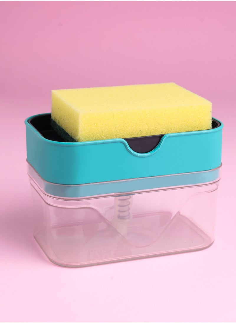 Delcasa 500 ML Soap Dispenser with Sponge Scrubber DC2865 Versatile Refillable Dispenser for Liquid Soap