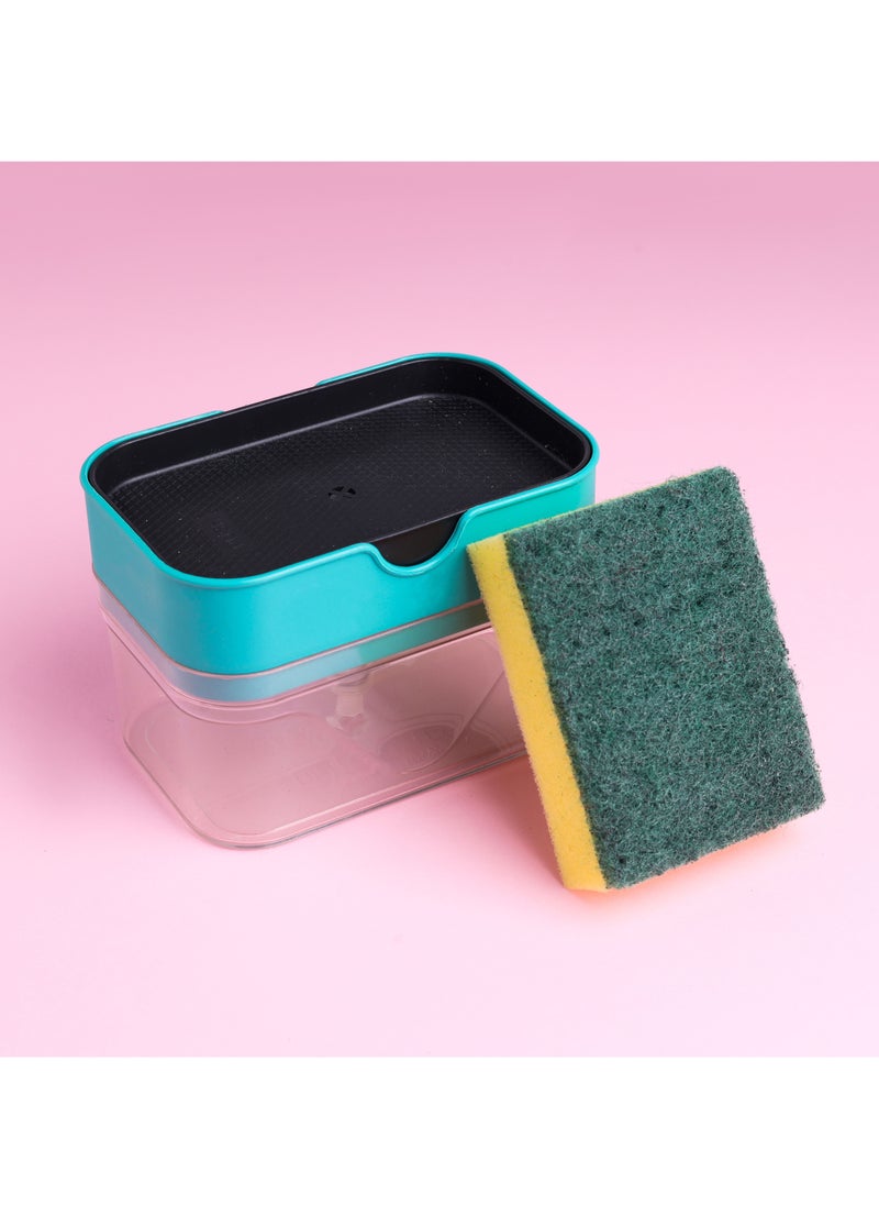 Delcasa 500 ML Soap Dispenser with Sponge Scrubber DC2865 Versatile Refillable Dispenser for Liquid Soap