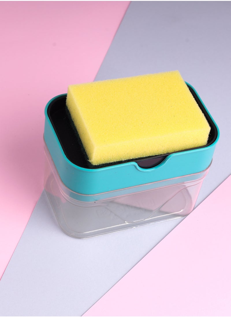 Delcasa 500 ML Soap Dispenser with Sponge Scrubber DC2865 Versatile Refillable Dispenser for Liquid Soap