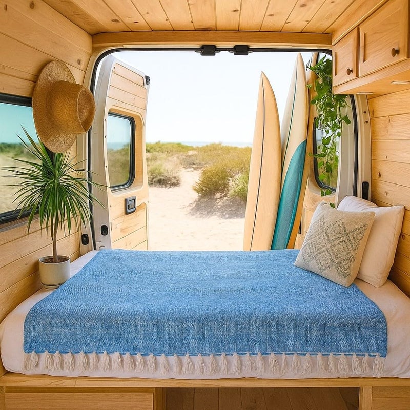 Open Road Goods Handmade Solid Color Yoga Blanket - Thick Mexican Blanket or Throw - Made for Yoga! (Aqua Blanket) - Image 5