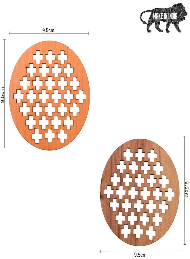 DULI Lasercut MDF Wooden Coasters for Tea Coffee (Set of 4) (Plus Design) - Image 3