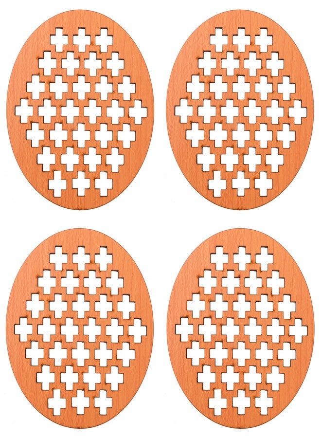 DULI Lasercut MDF Wooden Coasters for Tea Coffee (Set of 4) (Plus Design) - Image 2