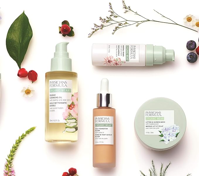 Physicians Formula Organic Wear Silk Foundation Elixir Weightless Foundation for a Dewy Finish and Healthy Look with Organic Jojoba Oil Aloe Vera Coconut Oil and Botanical Cactus Flower Light