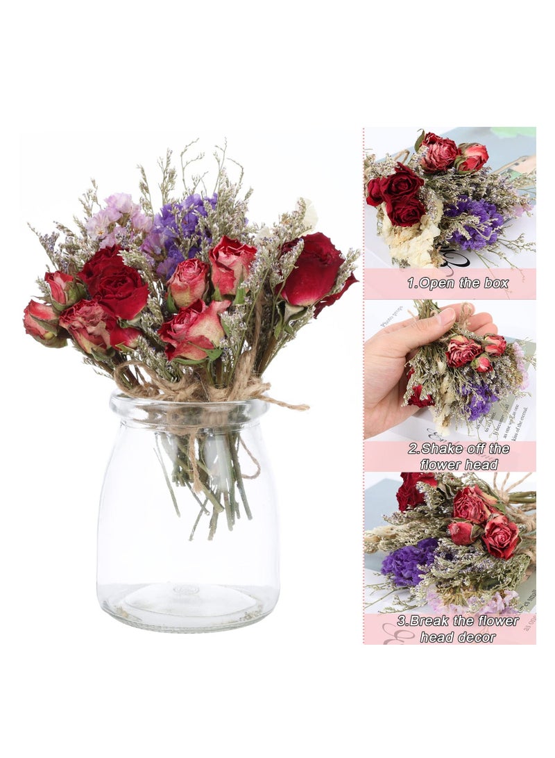 مجموعة من 10 باقات زهور مجففة من Forget Me Not، زهور مجففة طبيعية مع جذع، زهور صناعية مجففة لترتيبات قطع مركزية لطاولات الزفاف، هدايا يدوية الصنع - Image 3