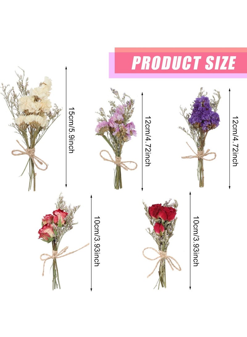 مجموعة من 10 باقات زهور مجففة من Forget Me Not، زهور مجففة طبيعية مع جذع، زهور صناعية مجففة لترتيبات قطع مركزية لطاولات الزفاف، هدايا يدوية الصنع - Image 4