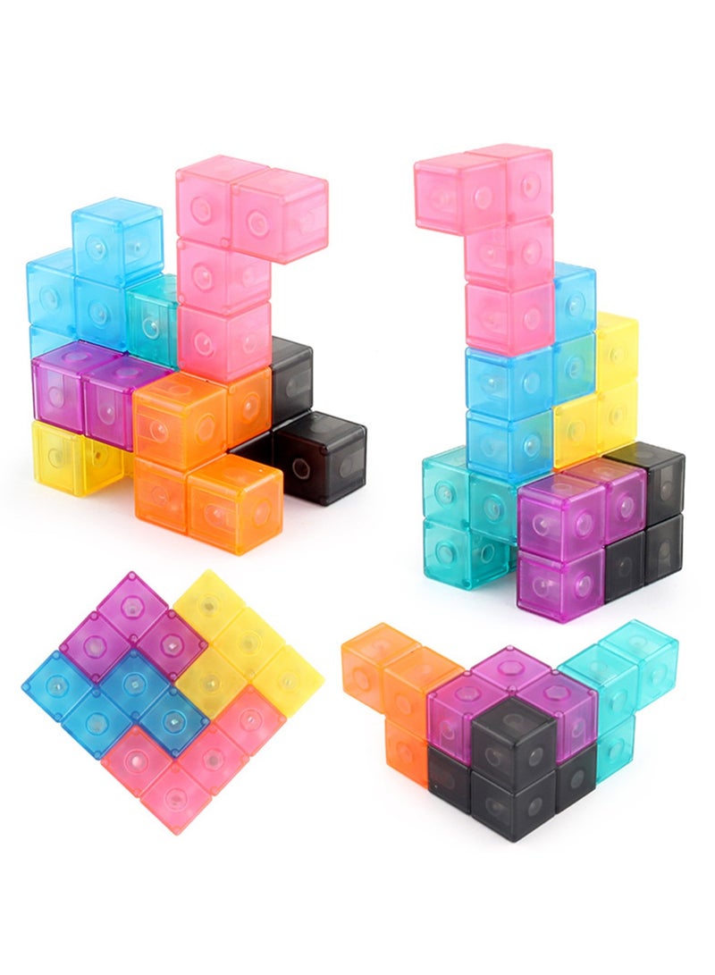 Educational toys 6cm magnetic building block Rubik's cube Russian cube Luban Rubik's cube three-order DIY Rubik's cube wooden block color random (B168-700 transparent magnetic building block Rubik's - Image 5