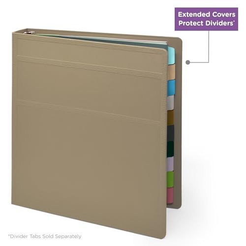 Carstens 1.5-Inch Heavy Duty 3-Ring Binder - Side Opening, Taupe, Durable Plastic, Precision No-Gap Rings, Waterproof Covers, No Pockets, Holds 250 Letter-Size Sheets, BPA-Free, Made in USA (2046-3R) - Image 5