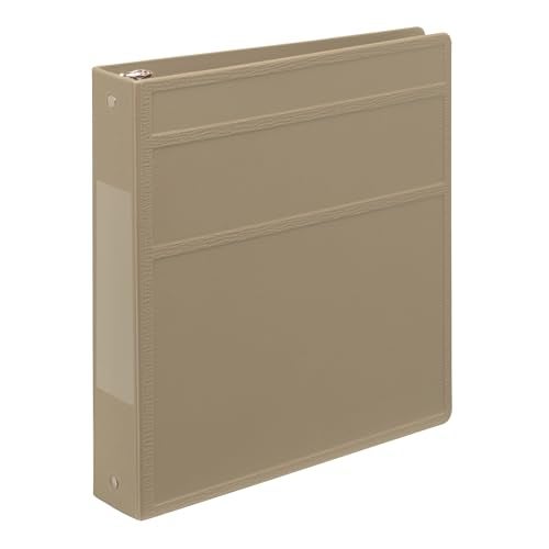 Carstens 1.5-Inch Heavy Duty 3-Ring Binder - Side Opening, Taupe, Durable Plastic, Precision No-Gap Rings, Waterproof Covers, No Pockets, Holds 250 Letter-Size Sheets, BPA-Free, Made in USA (2046-3R) - Image 1