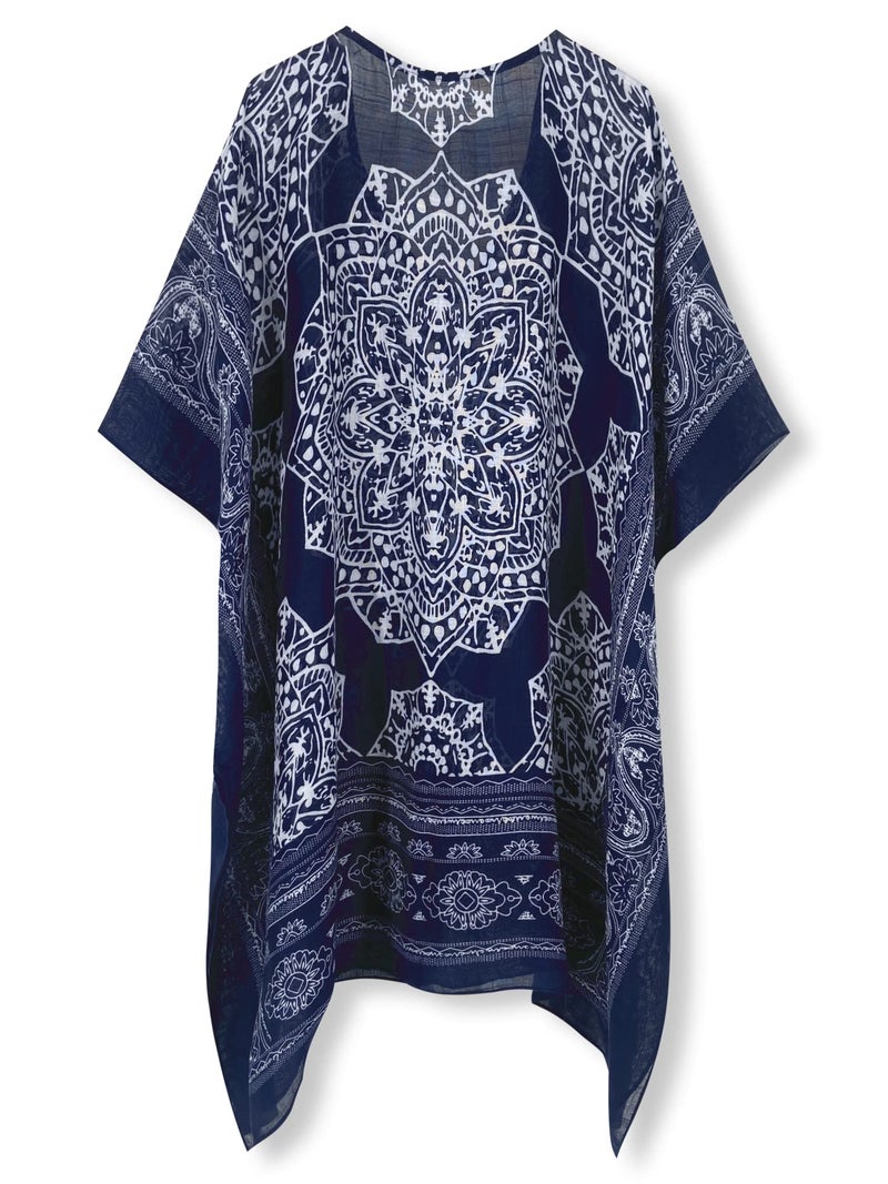 Moss Rose Women's Swimsuit Cover up Beach Kaftan for Bathing Suit with Floral Pattern - Image 3
