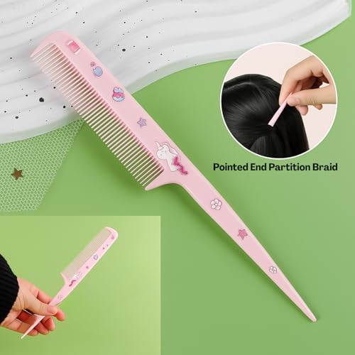 Flavizo 3 Pcs Hair Brush Set for Kids Girls, Paddle Comb with Tail Comb and Detangling Brush, Gentle Hair Comb for Children Styling - Image 5