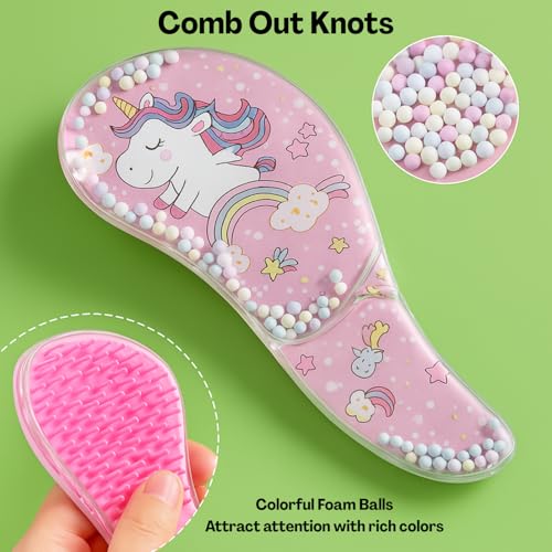 Flavizo 3 Pcs Hair Brush Set for Kids Girls, Paddle Comb with Tail Comb and Detangling Brush, Gentle Hair Comb for Children Styling - Image 3