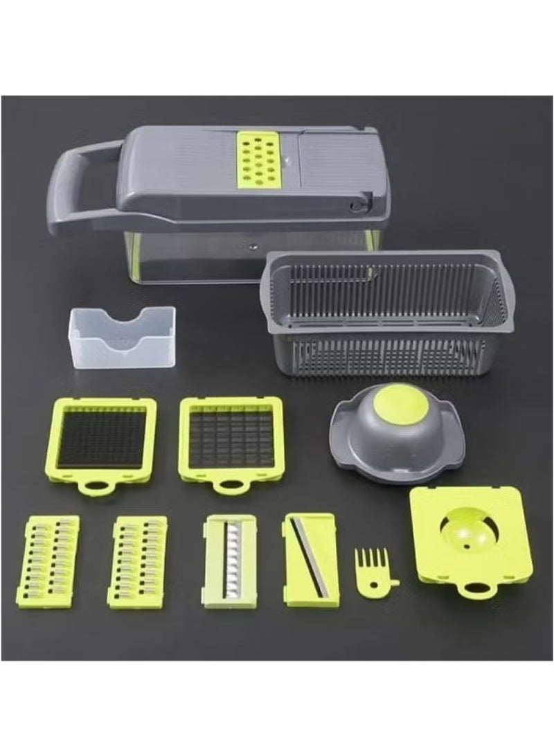 Vegetable Chopper 15 In 1 Slicer Chopper And Grater Multi-Function Adjustable Manual Food Chopper Slicer Vegetable Chopper - Dark Gray  - Image 2