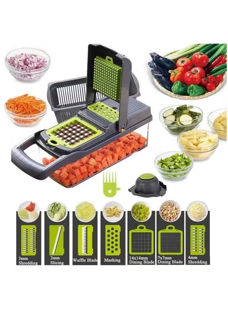 Vegetable Chopper 15 In 1 Slicer Chopper And Grater Multi-Function Adjustable Manual Food Chopper Slicer Vegetable Chopper - Dark Gray  - Image 4