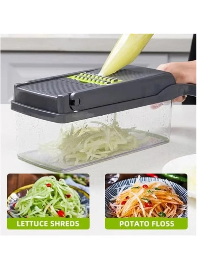 Vegetable Chopper 15 In 1 Slicer Chopper And Grater Multi-Function Adjustable Manual Food Chopper Slicer Vegetable Chopper - Dark Gray  - Image 3