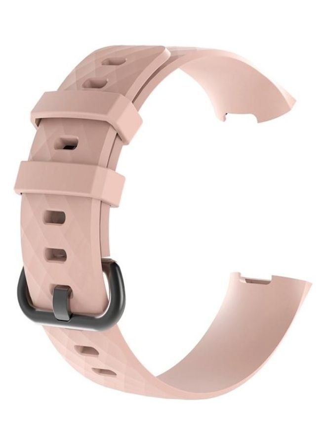 NIBEMINENT Diamond Pattern Silicone Wrist Strap Watch Band For Fitbit Charge 4 Pink - Image 2