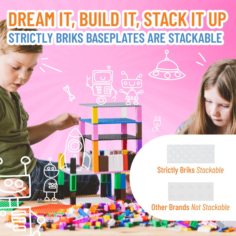 Strictly Briks Compatible with Lego Classic Stackable Baseplates  Building Bricks for Towers  Shelves  and More  100% Compatible with All Major Brands  Clear  4 Base Plates & 30 Stackers  6x6 Inches - Image 5