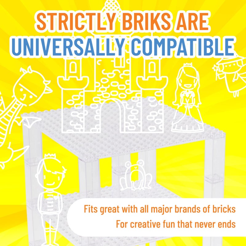Strictly Briks Compatible with Lego Classic Stackable Baseplates  Building Bricks for Towers  Shelves  and More  100% Compatible with All Major Brands  Clear  4 Base Plates & 30 Stackers  6x6 Inches - Image 4