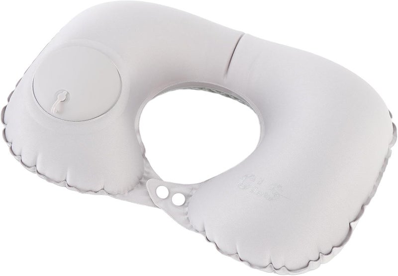 Inflatable Travel Neck Pillow, Rapid Inflation and Deflation with Easy to Use Valve, Adjustable Airflow Pressure for Neck Support, Lightweight Compressible Design, Portable for (Light Gray) - Image 2