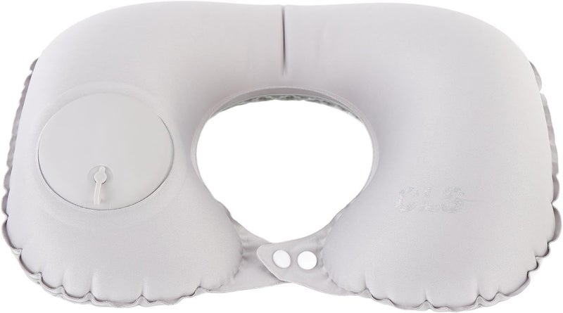 Inflatable Travel Neck Pillow, Rapid Inflation and Deflation with Easy to Use Valve, Adjustable Airflow Pressure for Neck Support, Lightweight Compressible Design, Portable for (Light Gray) - Image 3
