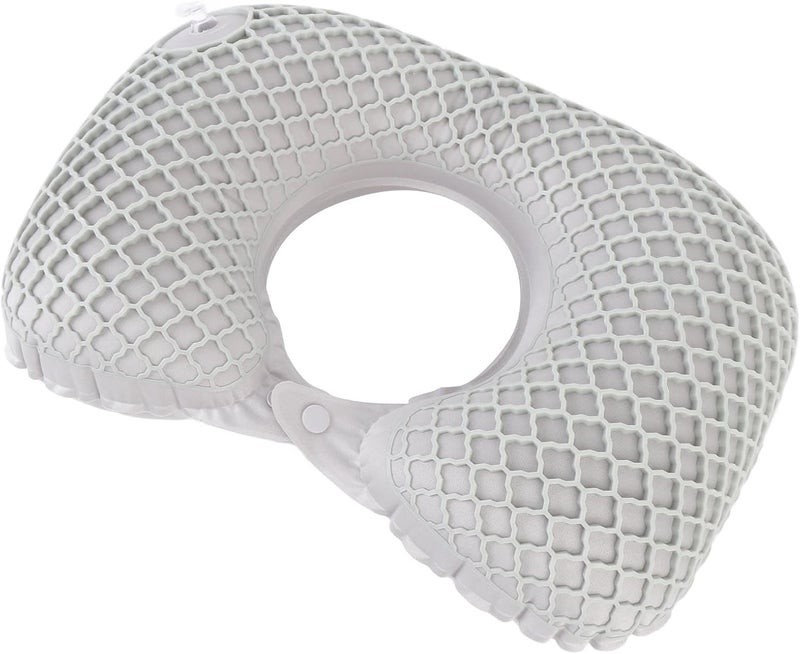 Inflatable Travel Neck Pillow, Rapid Inflation and Deflation with Easy to Use Valve, Adjustable Airflow Pressure for Neck Support, Lightweight Compressible Design, Portable for (Light Gray) - Image 5