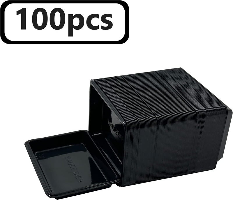 Xanadued 100 Pcs Plastic Disposable Sauce Dishes Dipping Soy Sauce Seasoning Plate Bowls Mini Condiment Appetizer Tray for Sushi Soy Mustard Vinegar Ketchup BBQBlack Rectangle - Image 3