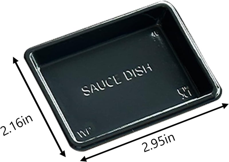 Xanadued 100 Pcs Plastic Disposable Sauce Dishes Dipping Soy Sauce Seasoning Plate Bowls Mini Condiment Appetizer Tray for Sushi Soy Mustard Vinegar Ketchup BBQBlack Rectangle - Image 2