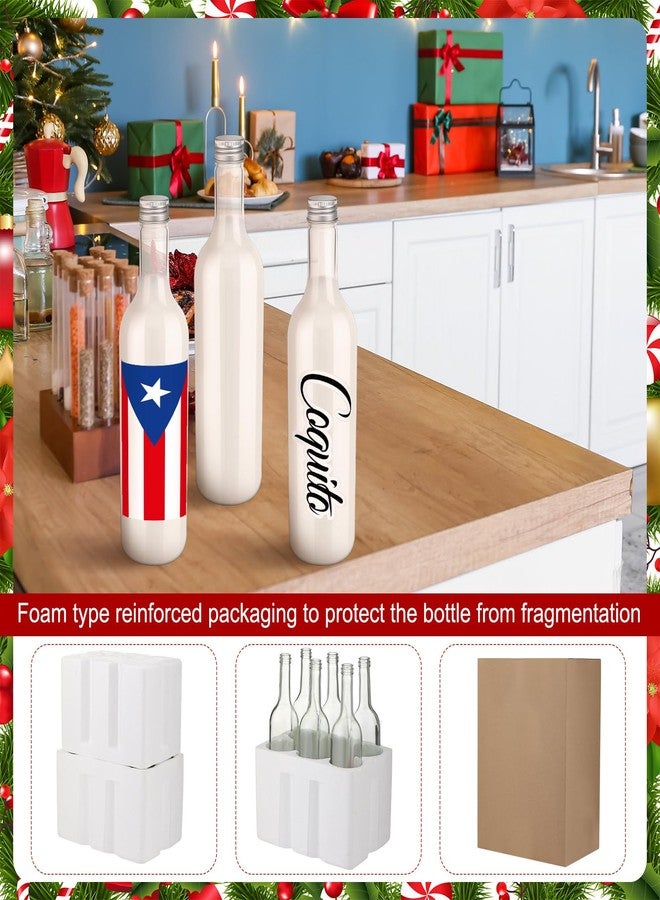 بوتشن مجموعة بوتشن المكونة من 12 زجاجة بلاستيكية شفافة سعة 750 مل (25 أونصة) لمشروب كوكيتو، مثالية لتحضير النبيذ المنزلي. تتميز هذه الزجاجات الشفافة الفارغة والمحكمة الإغلاق بفيونكة، وغطاء مزين بملصقات بورتوريكو، مما يجعلها هدية مثالية لعيد الميلاد. - Image 5