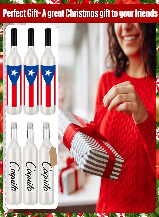 بوتشن مجموعة بوتشن المكونة من 12 زجاجة بلاستيكية شفافة سعة 750 مل (25 أونصة) لمشروب كوكيتو، مثالية لتحضير النبيذ المنزلي. تتميز هذه الزجاجات الشفافة الفارغة والمحكمة الإغلاق بفيونكة، وغطاء مزين بملصقات بورتوريكو، مما يجعلها هدية مثالية لعيد الميلاد. - Image 4