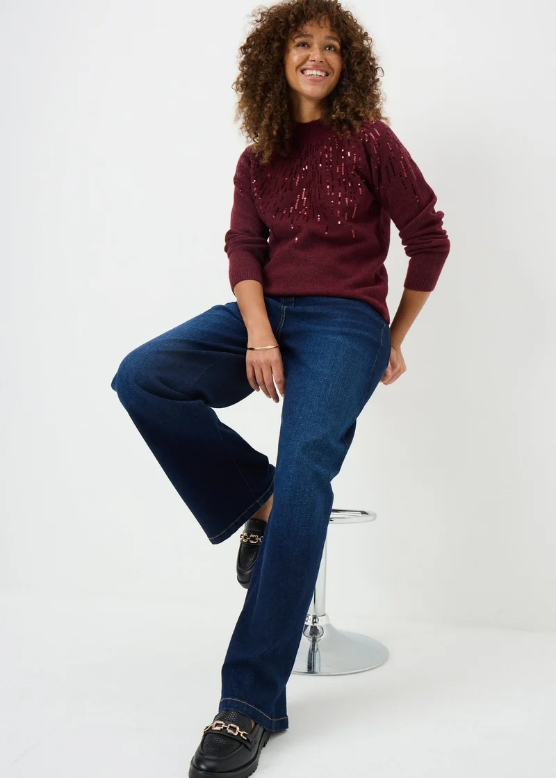 ماتلان كنزة مرصعة بالترتر بلون خمري