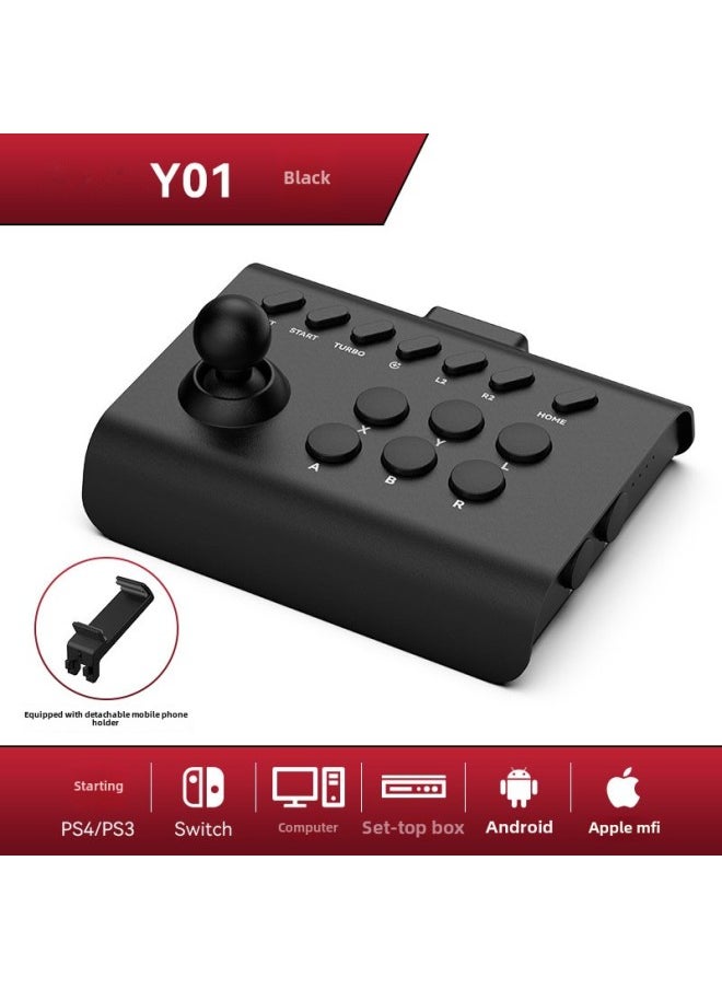 Generic Switch Arcade Shaker Mobile Phone Android IOS Street Fighter Boxer Game Rocker Handle Multi-function Game Control-Product Color:Black  - Image 1